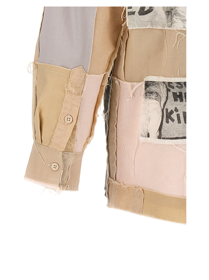 Patchwork Shirt, Blouse Beige