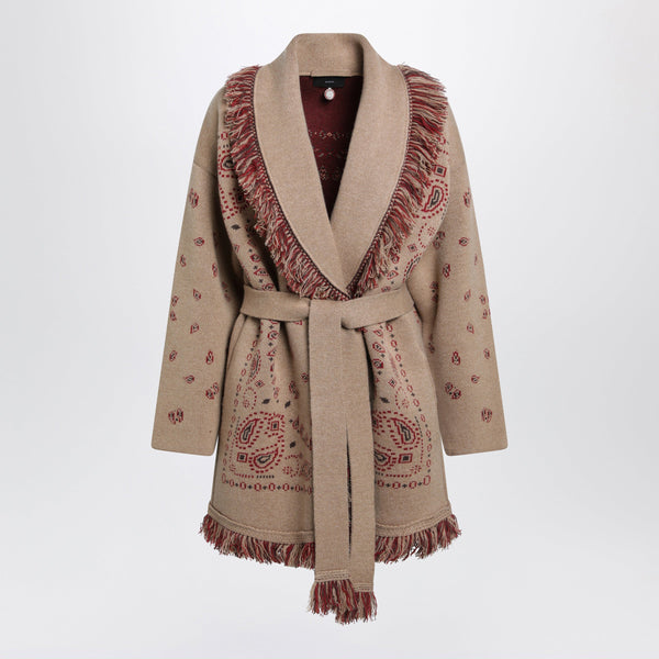 Bandana Jacquard Cardigan In Beige