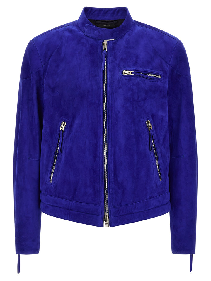 Tom Ford Biker Jacket Puffer Jackets - Blue | a0717dc7e244470fe0a0dc954153a2c39971e304