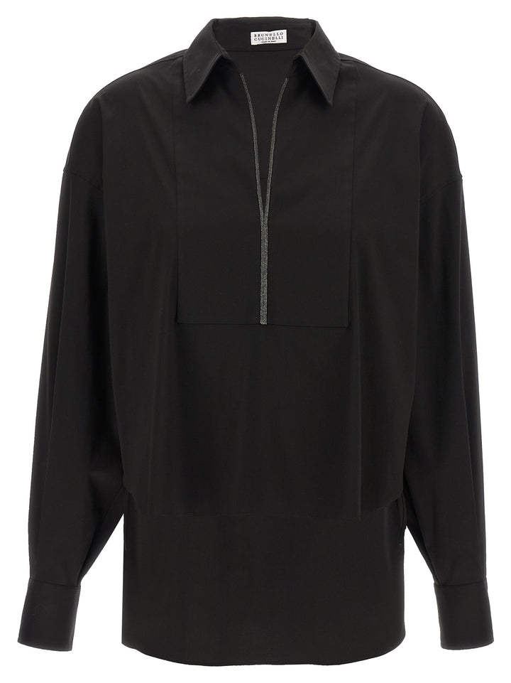 Brunello Cucinelli V-Neck Shirt Monile Shirt and Blouse - Black | e69636c1eb4044015f03496c02358d41d755fe74