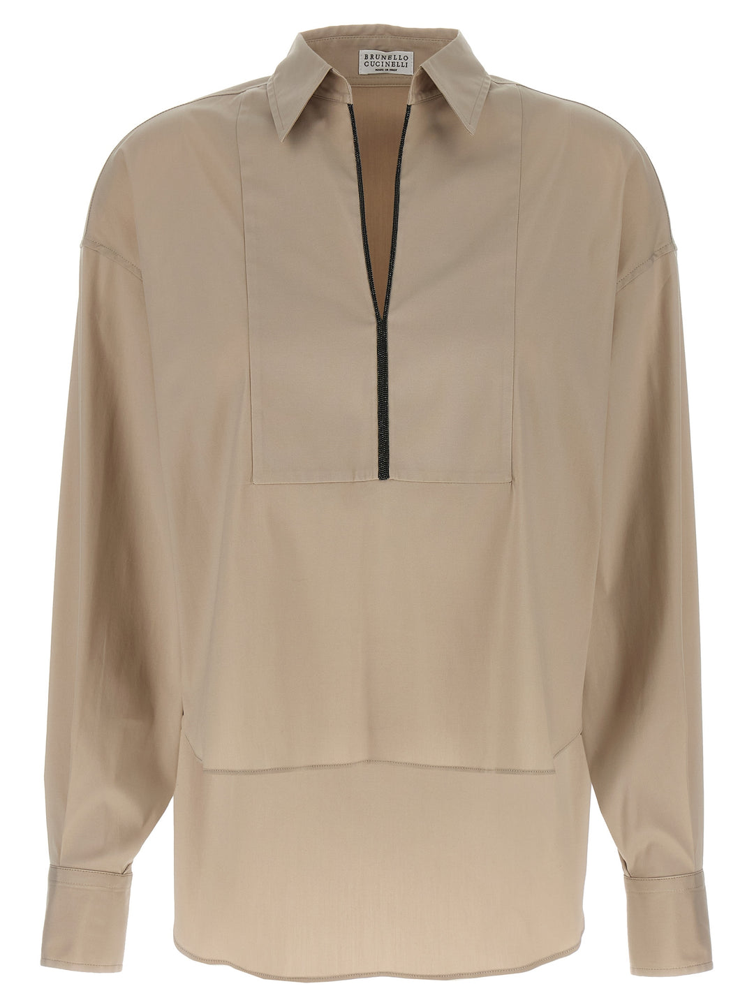Brunello Cucinelli V-Neck Shirt Monile Shirt and Blouse - Beige | d6014e0cb9cfa86194d1648baa66dc957a15bf75