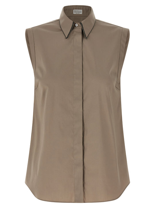 Sleeveless Shirt Shirt And Blouse Brown
