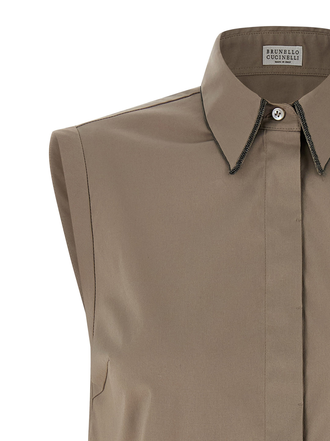 Brunello Cucinelli Sleeveless Shirt Shirt and Blouse - Brown | 1b572fb0236e265446e2f6b319d79f56d427e666