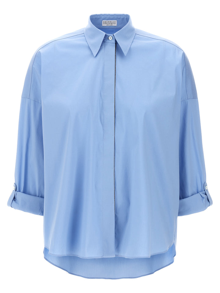 Monile Poplin Shirt Shirt, Blouse Light Blue