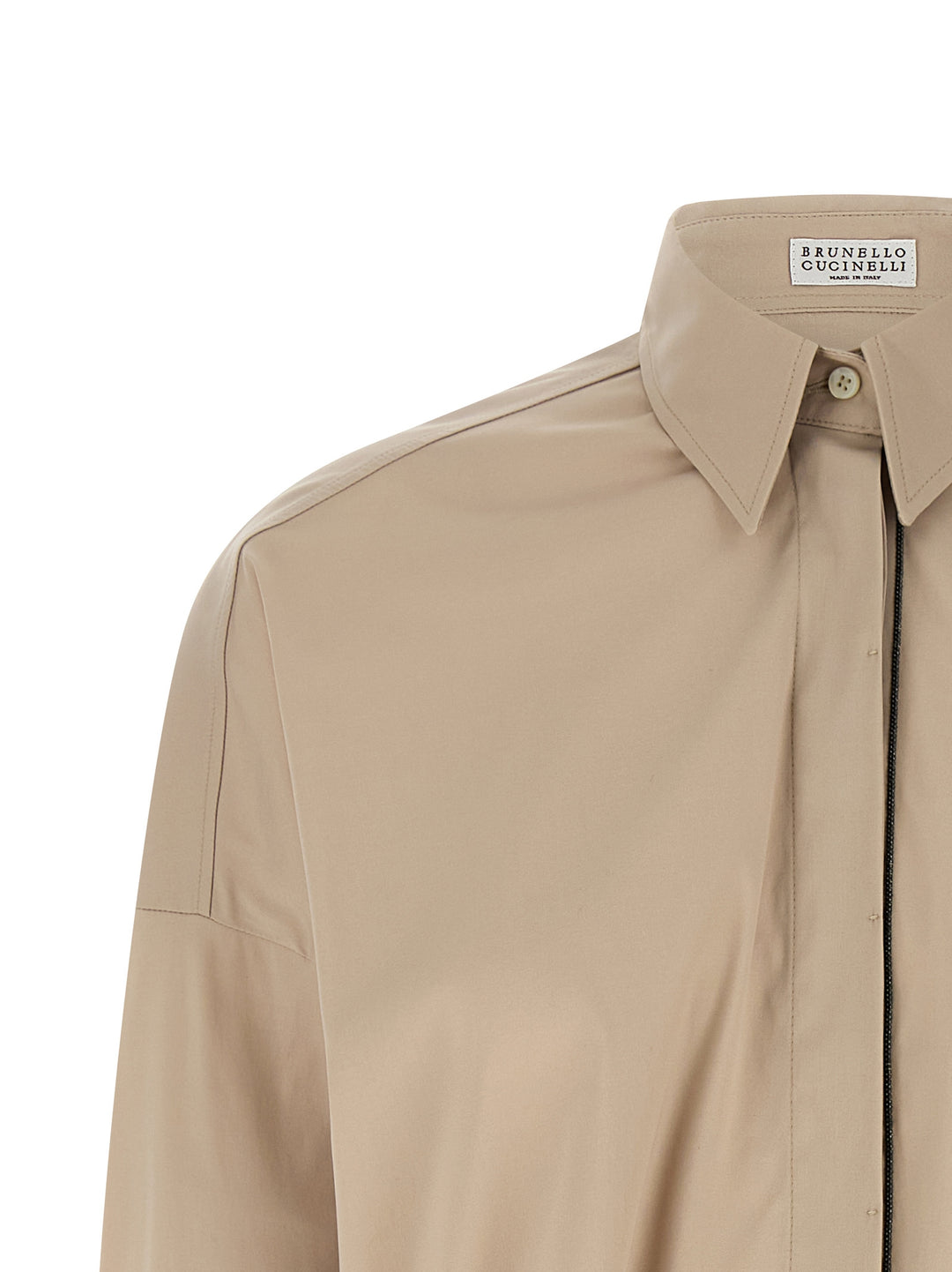 Brunello Cucinelli Shiny Trim Shirt and Blouse - Beige | 5b5e18807d6a215bedc1b6372297e2dc27ba49cc