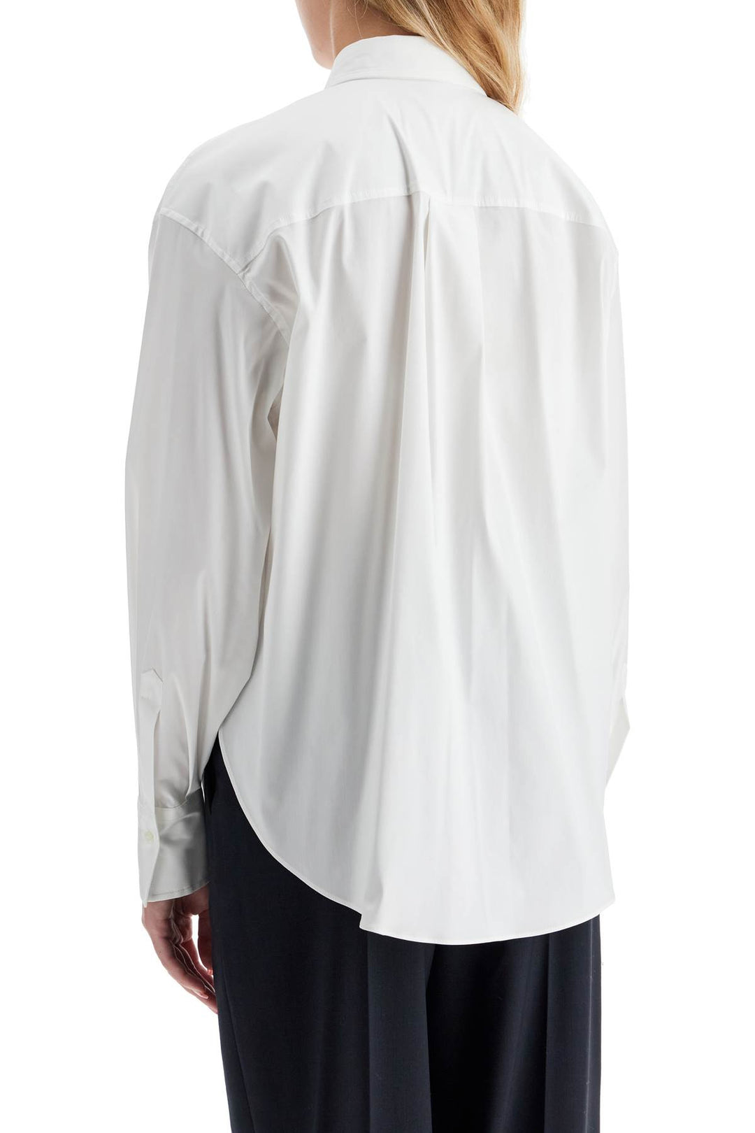 Camicia In Popeline Stretch Con Shiny Pocket Detail