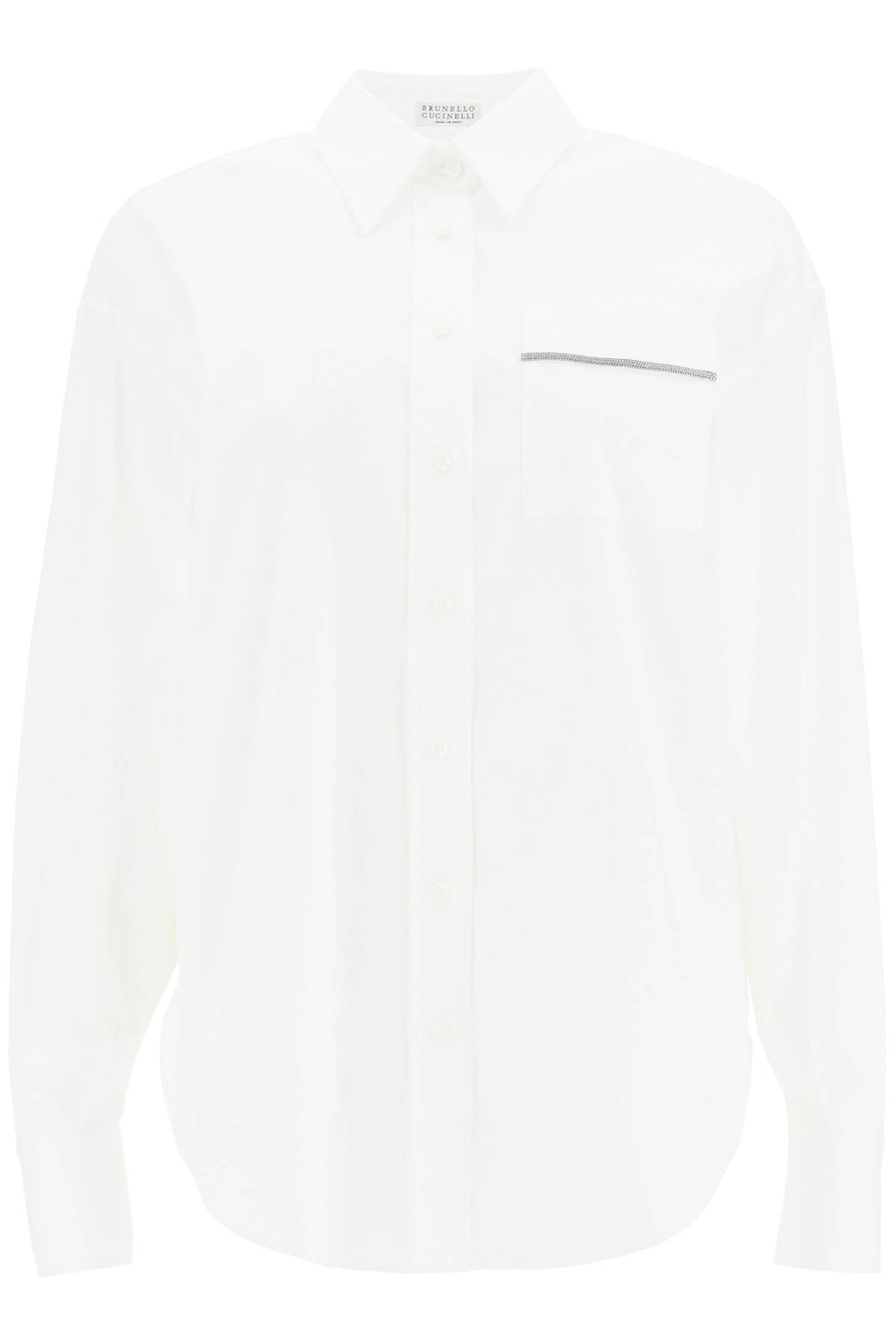 Camicia In Popeline Stretch Con Shiny Pocket Detail