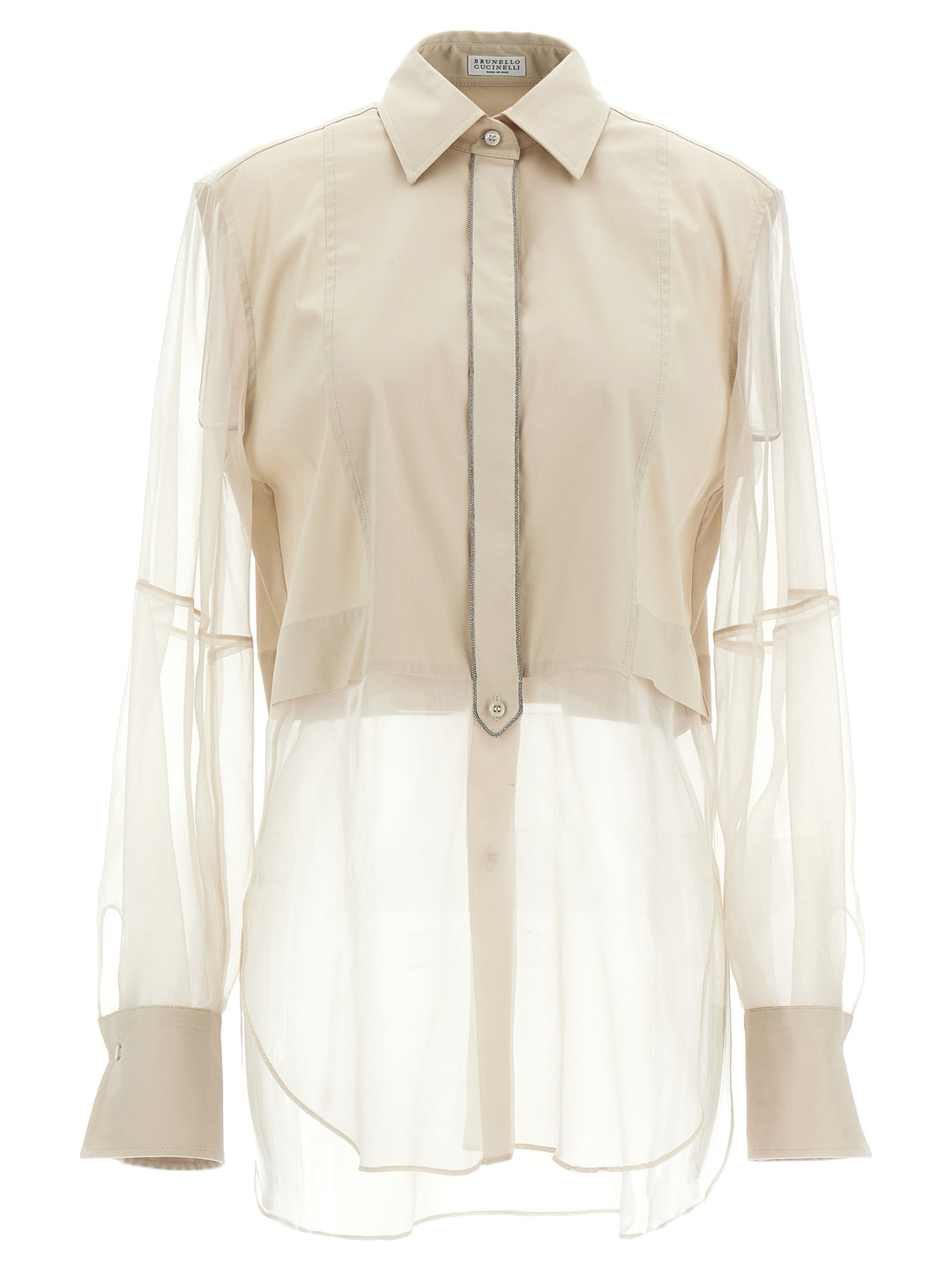 Shiny Trims Shirt, Blouse Beige