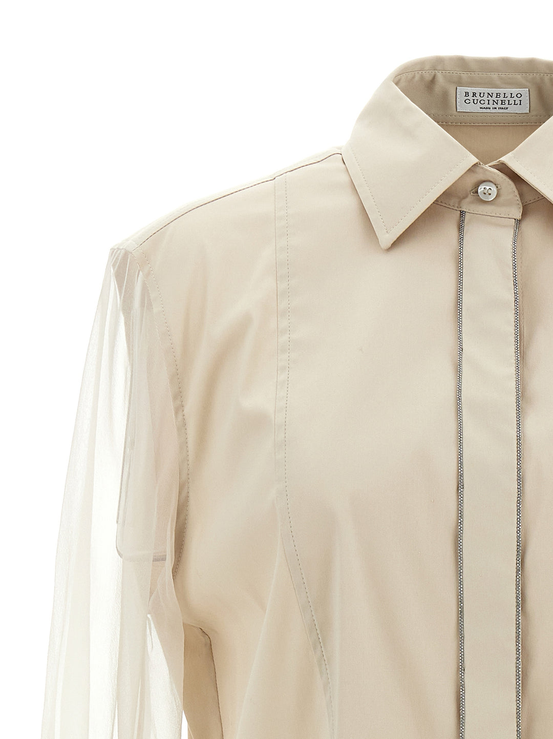 Shiny Trims Shirt, Blouse Beige