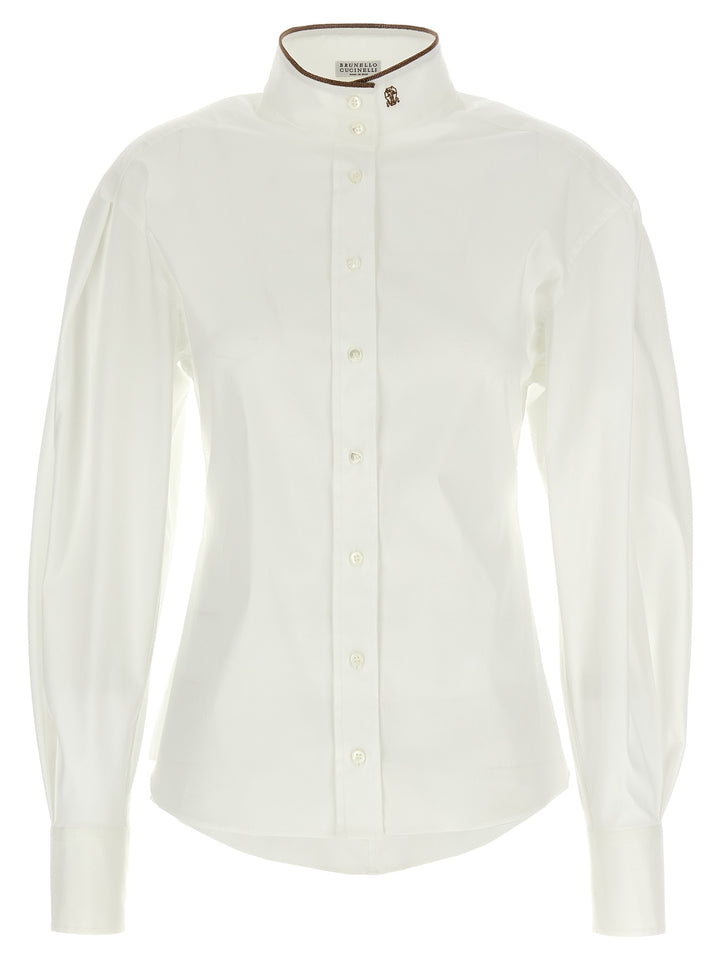 Brunello Cucinelli Shiny Collar Detail Shirt and Blouse - White | abd0e40b3f819b3cabc24f9b1d2e9f98923e3ee1
