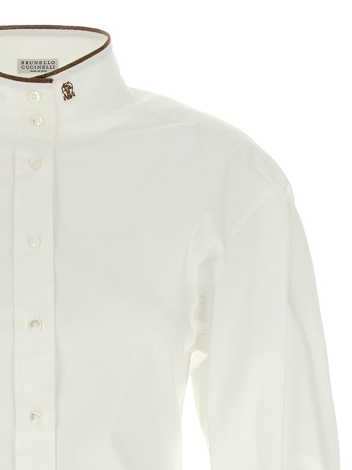 Brunello Cucinelli Shiny Collar Detail Shirt and Blouse - White | 38ef03f55742892fce8fa62f34a393db72fe5be6