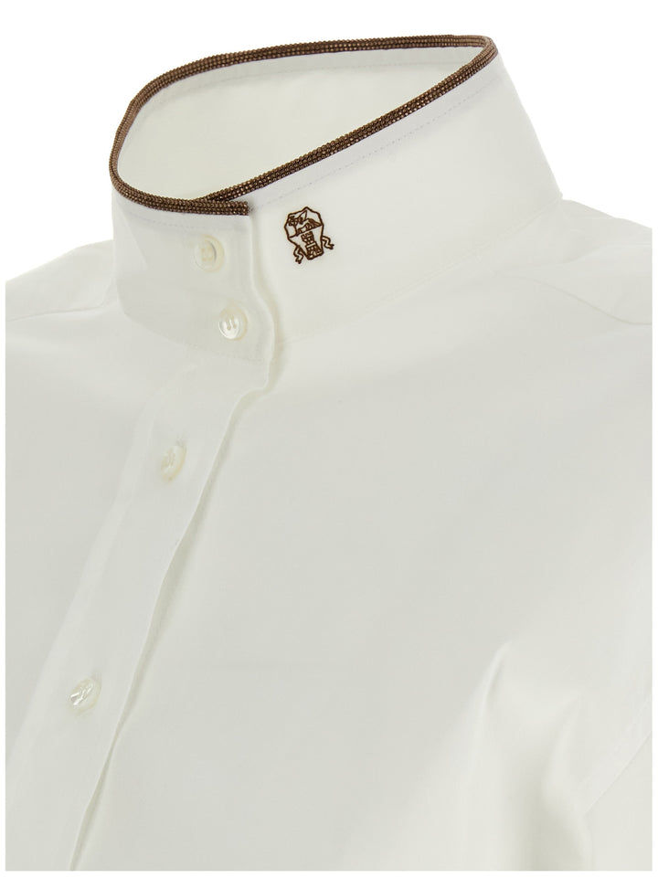 Brunello Cucinelli Shiny Collar Detail Shirt and Blouse - White | 2c488759989c9a7814786ba690038aacd925a0e3