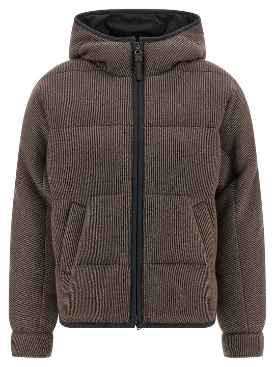 Lame Wool Down Jacket Puffer Jackets Brown