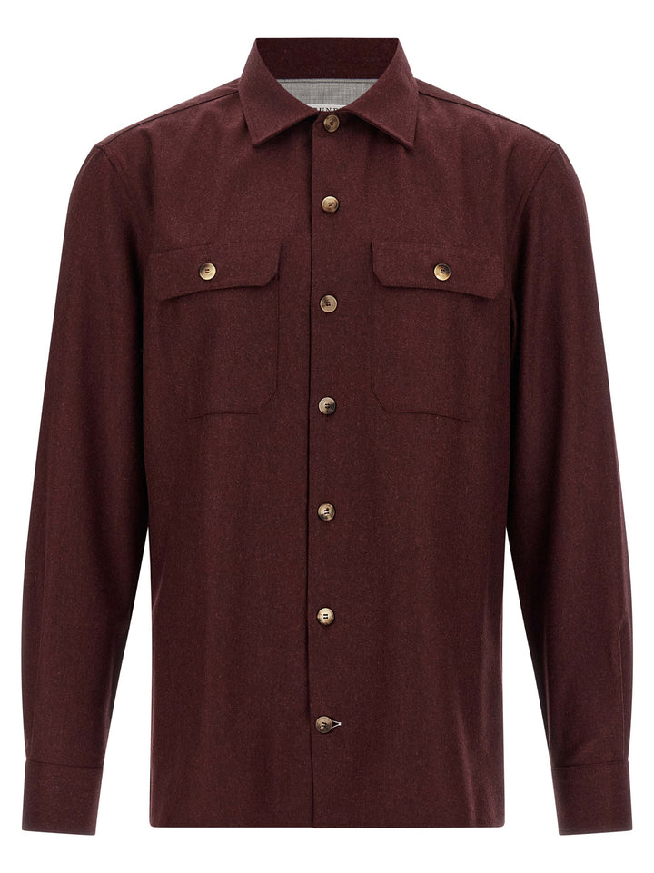 Brunello Cucinelli Flannel Overshirt Shirt and Blouse - Bordeaux | c891dd43a64492fc0fca31a95e3a593c7507303b