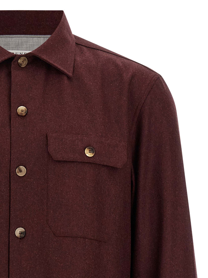 Brunello Cucinelli Flannel Overshirt Shirt and Blouse - Bordeaux | c170367c6ae849ce3060012111fc8d5581e22d2e