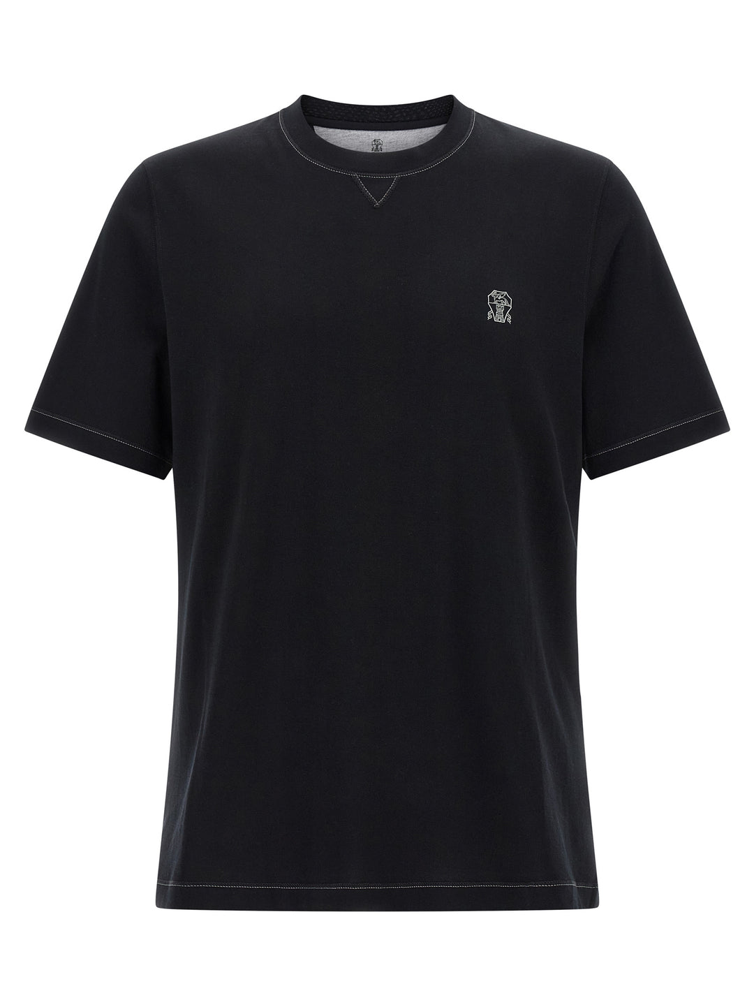 Brunello Cucinelli Logo Embroidery T-shirt - Black | 40bfdf052df39a517373ba32982ee11b763f6897