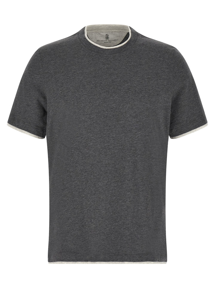 Brunello Cucinelli Double Layer T-shirt - Gray | 8be18a0e2b3d16c8a44d45f68dfc26d55f8a9512