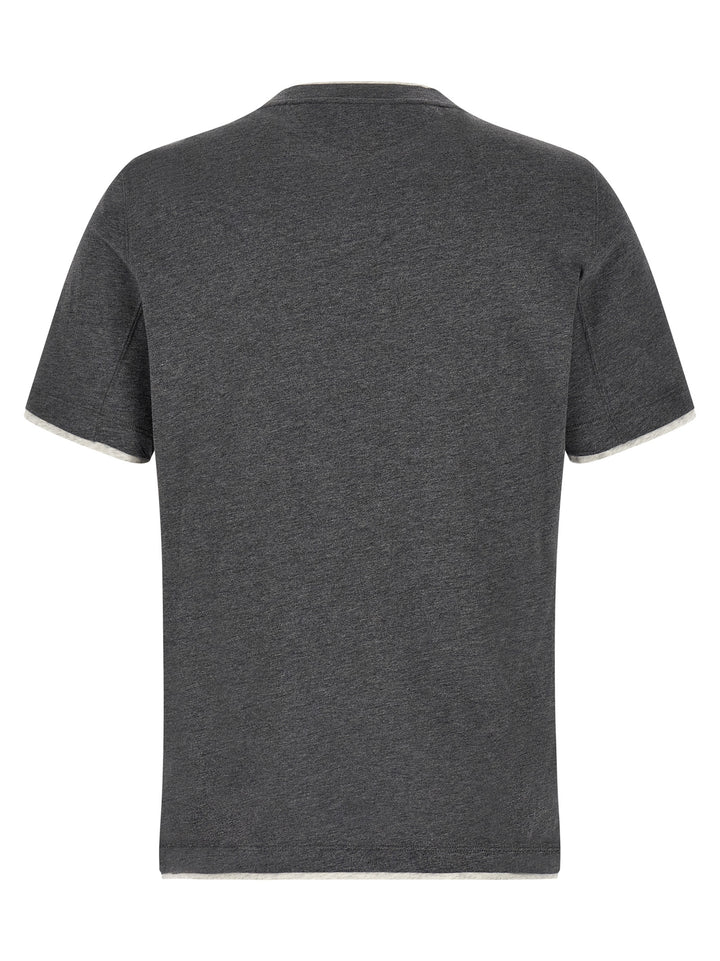 Brunello Cucinelli Double Layer T-shirt - Gray | bd807065300ca2da42b852b1b15eceddd64204d8