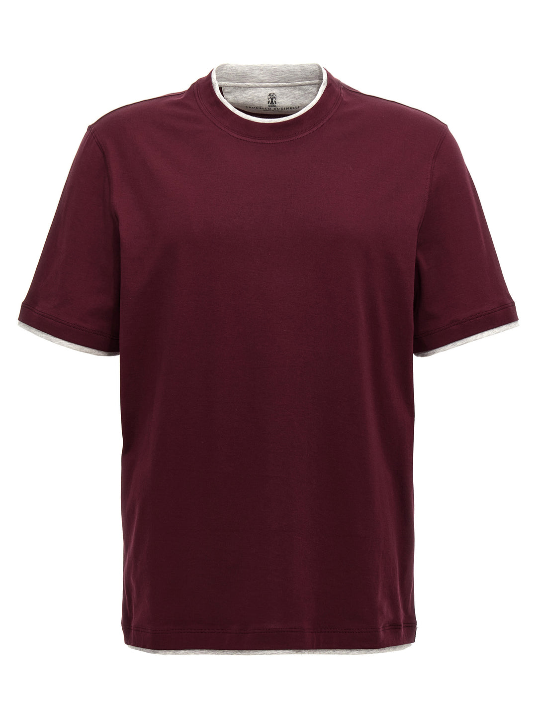 Brunello Cucinelli Double Layer T-shirt - Bordeaux | 2ffbbee5223f7264865fc1b10cb6ae9859ace78f