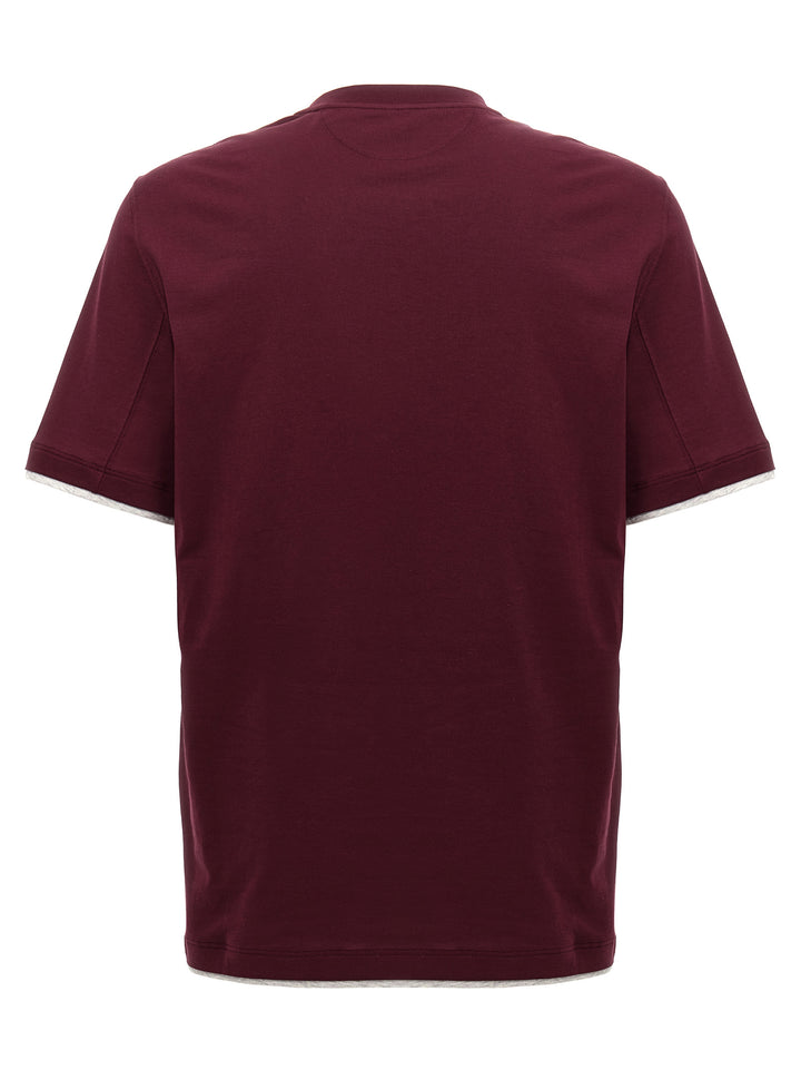 Brunello Cucinelli Double Layer T-shirt - Bordeaux | fb1dcaab7c2f4840850007298078a912701620eb