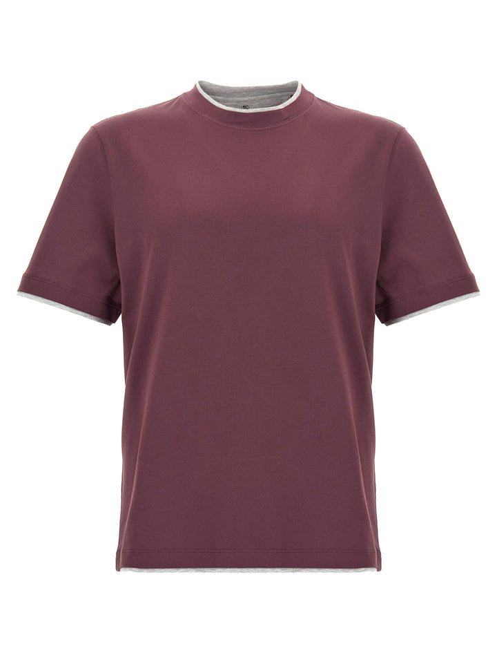 Brunello Cucinelli Double Layer T-shirt - Bordeaux | 8af82b2edb7b2ec50fb6ff79aff2494a5e546c96