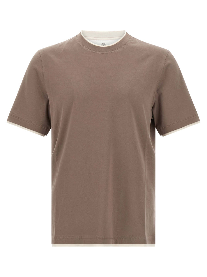 Brunello Cucinelli Double Layer T-shirt - Beige | 03f41f997714d40af9edfc149e9b1061054ba690