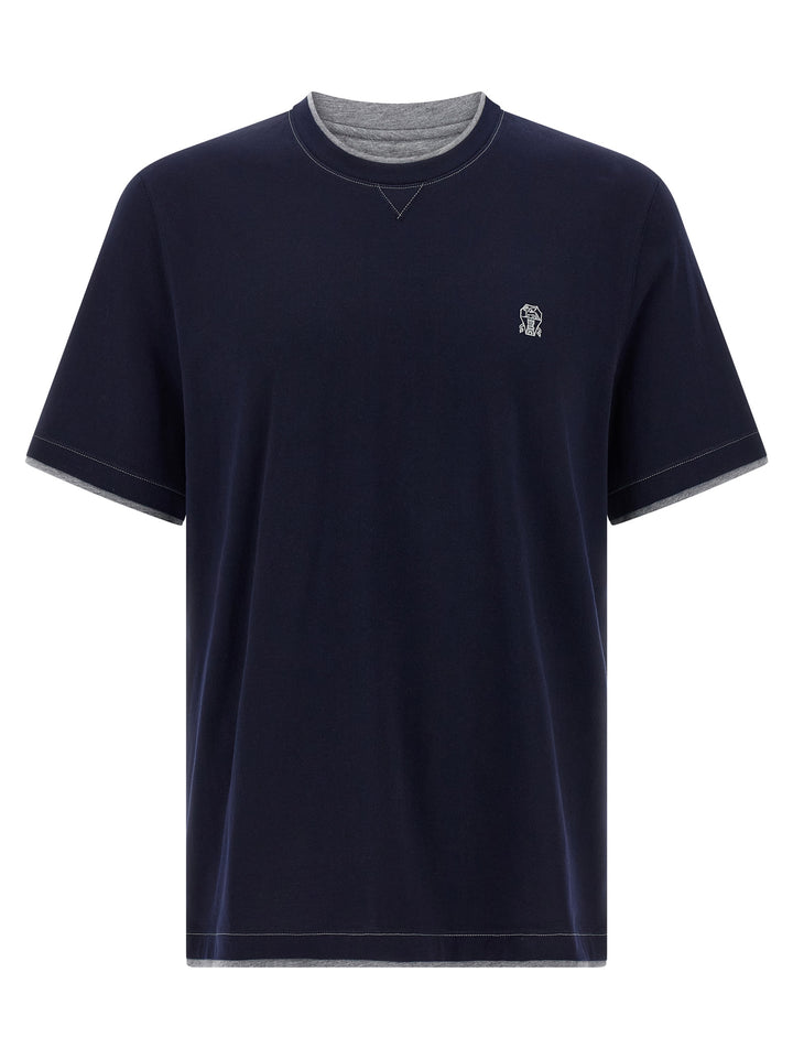 Brunello Cucinelli Double Layer T-shirt - Blue | f2d837b92855e223ab8b4078b14dfeea2230c911