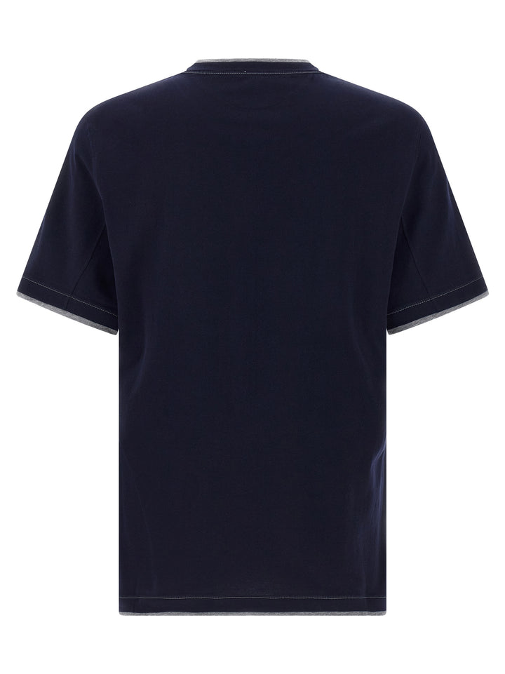 Brunello Cucinelli Double Layer T-shirt - Blue | ae7e6ae5c0a9ce53adc0fca26486587f5a67cc72