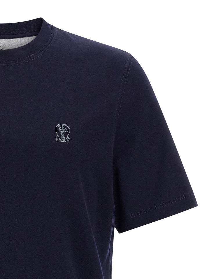 Brunello Cucinelli Logo Print T-shirt - Blue | 806fdfba46aa5936a3d975e7262a8680ee8a1aeb