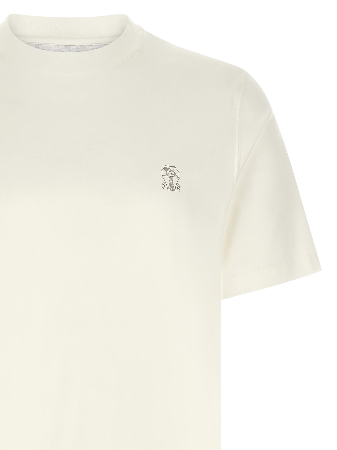 Brunello Cucinelli Logo Print T-shirt - White | 6567f118353413bd481160c7a1387f0bf89f23b9