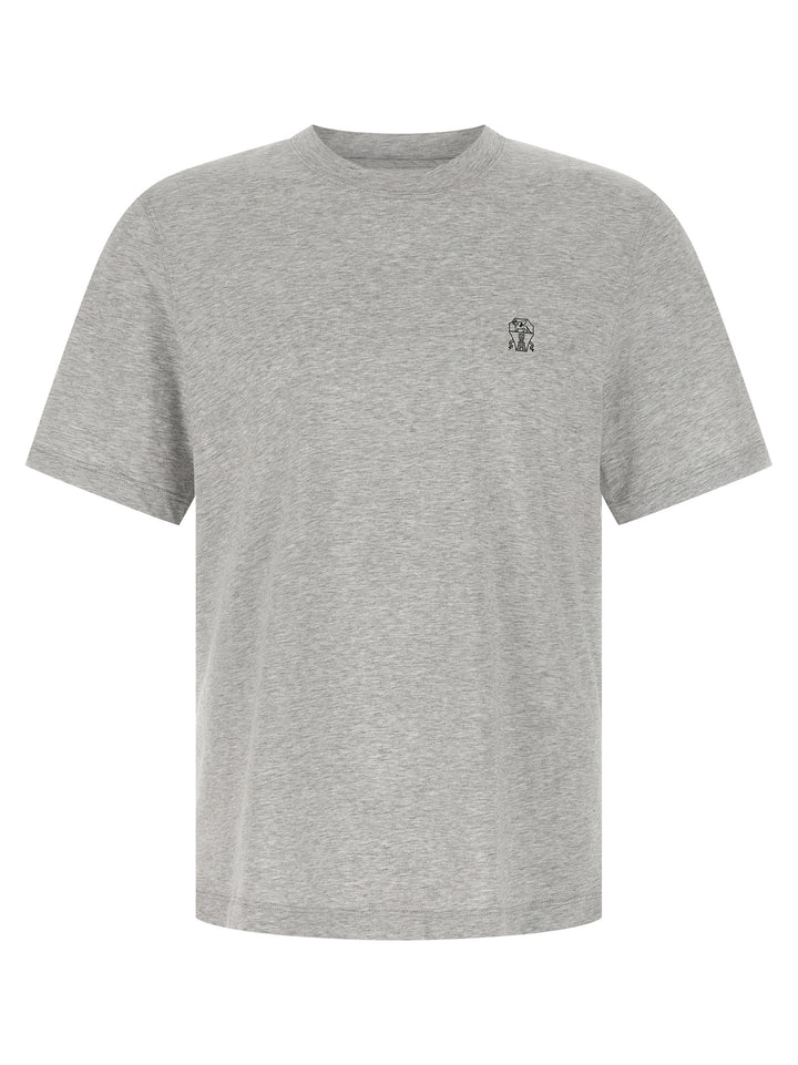 Brunello Cucinelli Logo Print T-shirt - Gray | 6cf7265c7740e5db5da8e2a875da2636ba9e1168