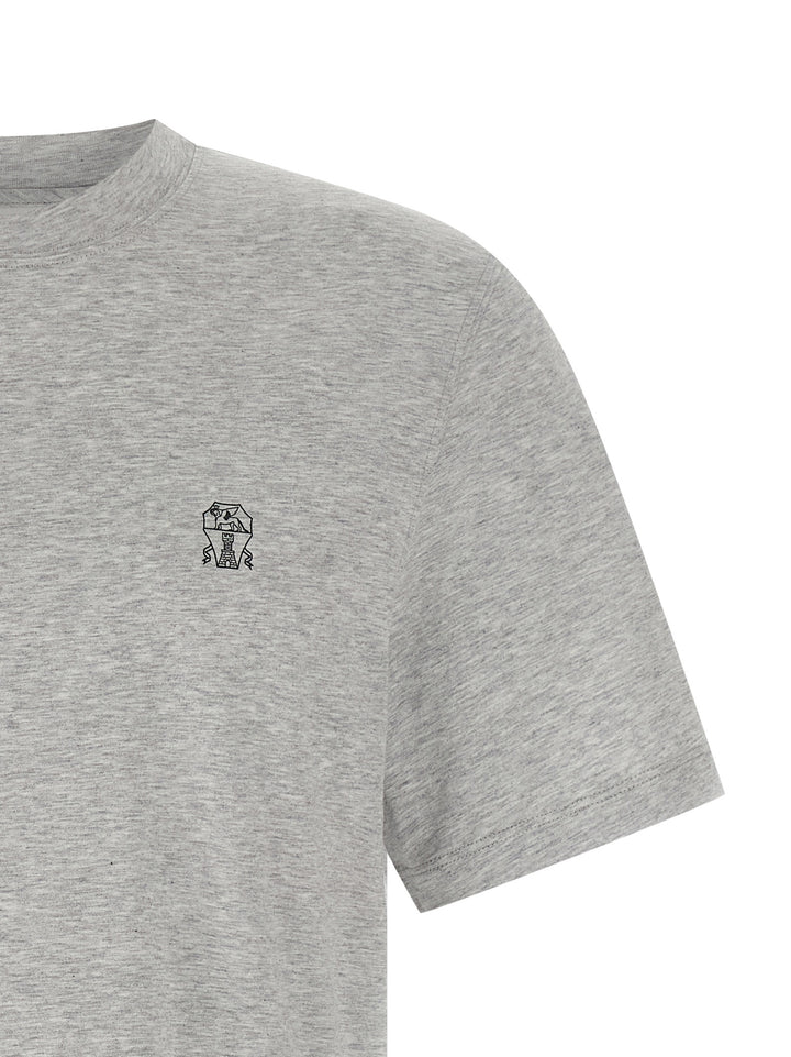 Brunello Cucinelli Logo Print T-shirt - Gray | b71cced02c197123ff093360d797691160016949