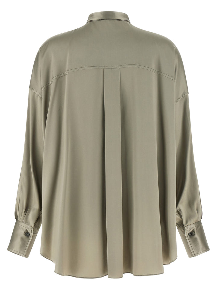 Brunello Cucinelli Korean Collar Shirt Shirt and Blouse - Green | ac3bc9b3a4078f7a712ff9119d6e90863bcc51fe