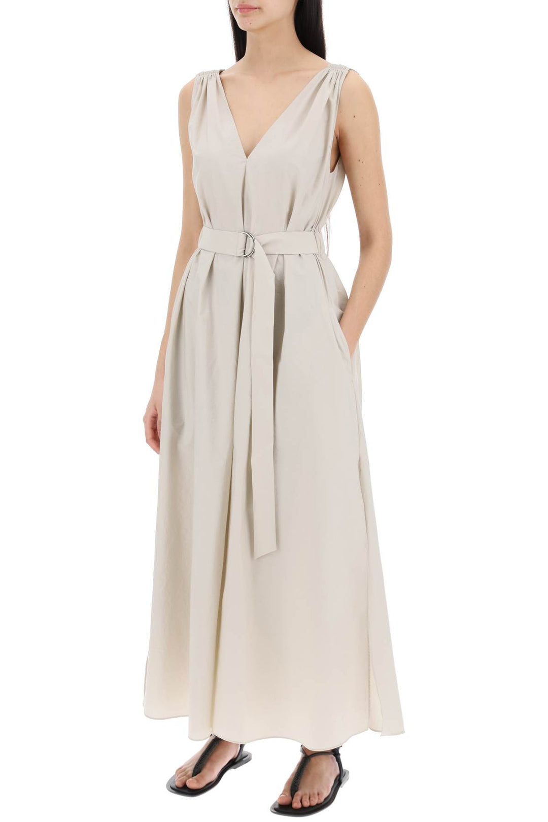 Maxi Abito Svasato Con Precious Shoulder Detail