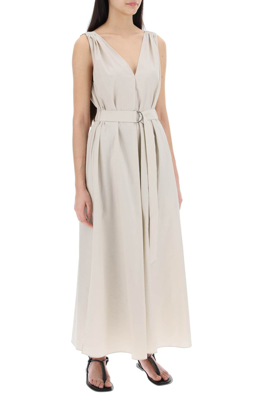 Maxi Abito Svasato Con Precious Shoulder Detail