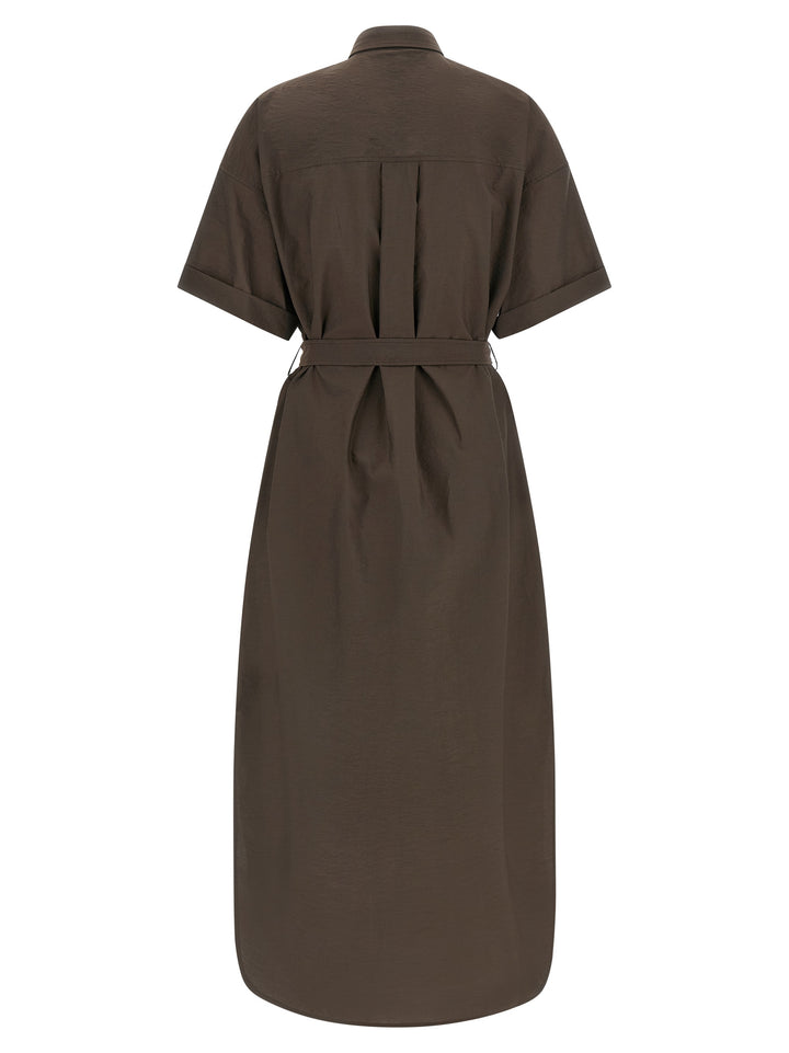 Brunello Cucinelli Dazzling Seabed Embroidery Dresses - Brown | 3652b4ed6ed21cecc4641d4c76727e7e905a936d