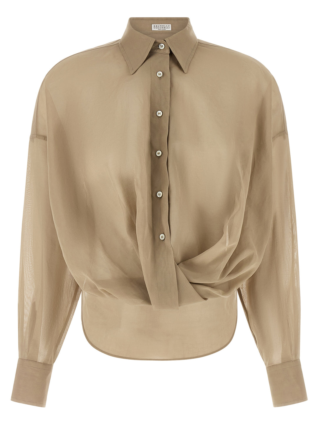 Brunello Cucinelli Taffeta Shirt Shirt and Blouse - Beige | fcea031cbe64cb531e2b1b7a90782ae62a5615b4