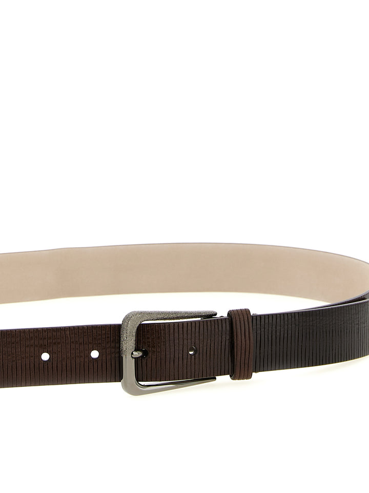 Brunello Cucinelli Ribbed Belt Belts - Brown | b243cf0bdb4f3d70b4e3854e4d91bf33ff3e1f2a