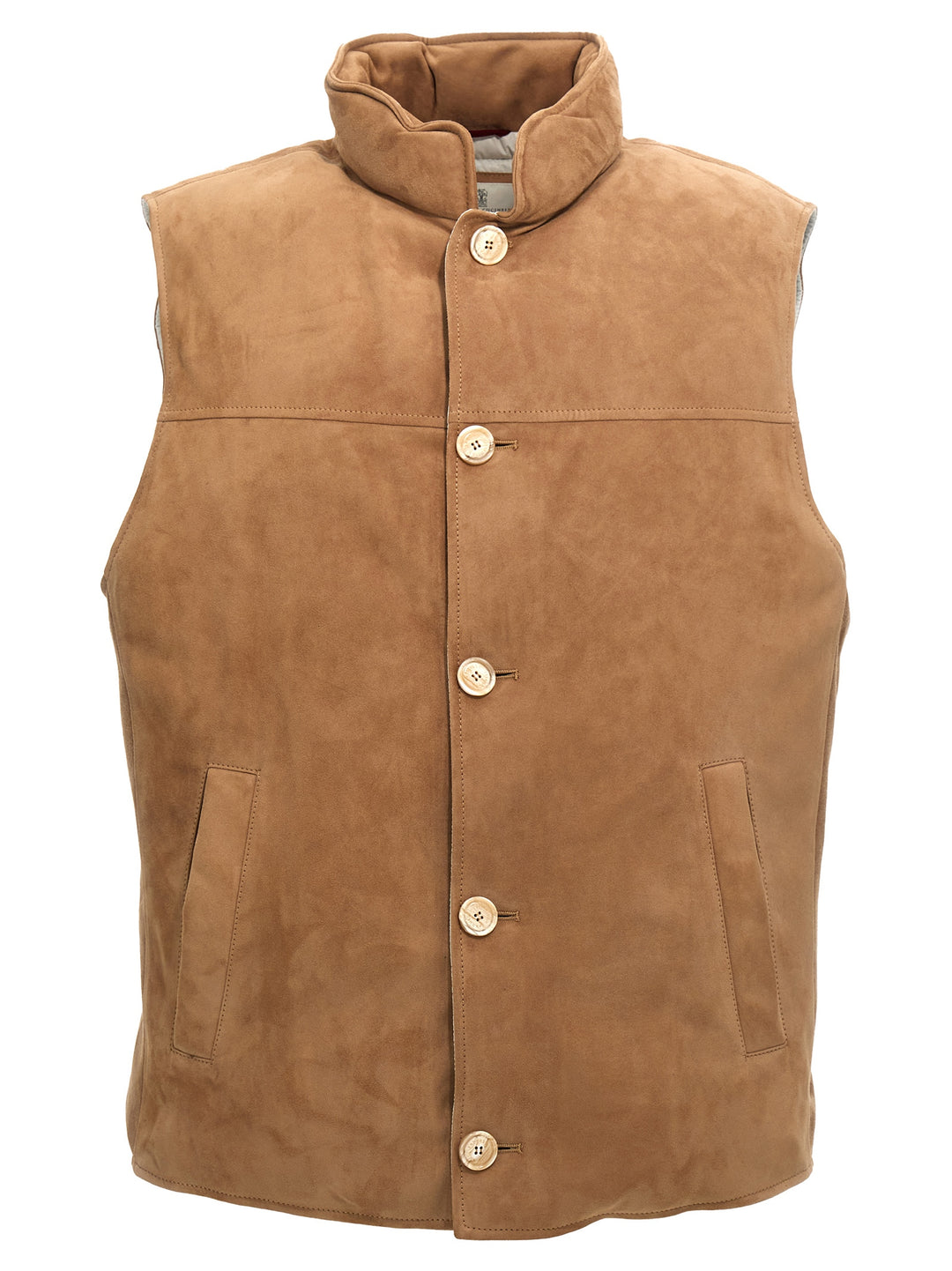 Suede Vest Gilet Beige