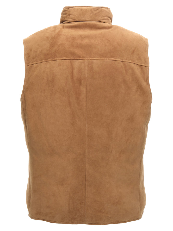 Suede Vest Gilet Beige