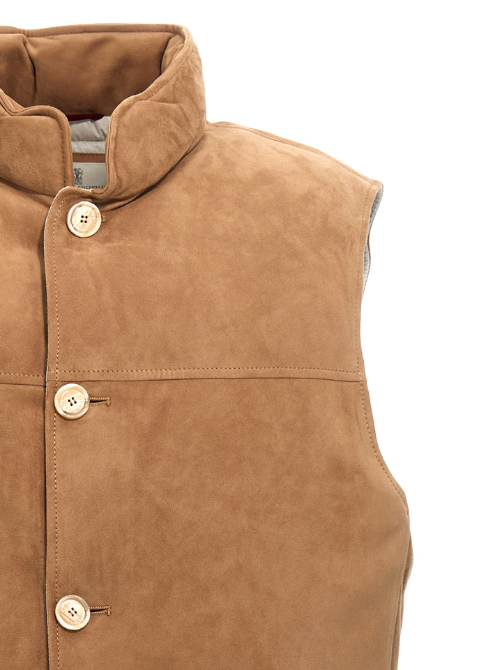 Suede Vest Gilet Beige