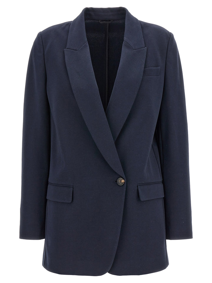 Double-Breasted Jersey Blazer Blazer And Suits Blue