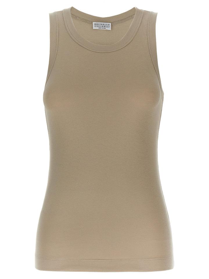 Ribbed Top Tops Beige