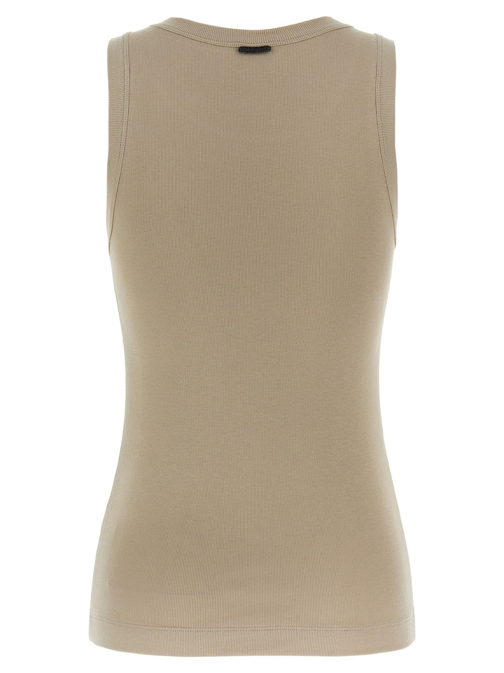 Ribbed Top Tops Beige