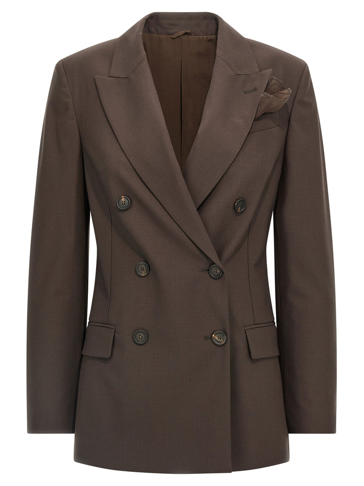 Brunello Cucinelli Tropical Luxury Wool Blazer BlazerS - Brown | 1374ee9290a55ac4bba8d6269f2fd758db12104b
