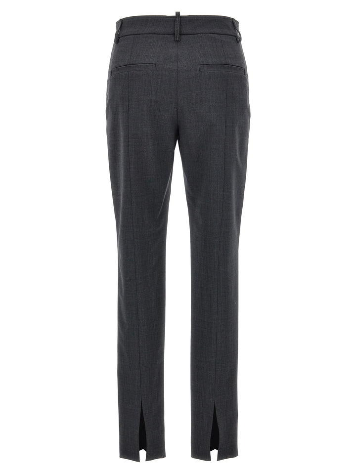 Wool Cigarette Pants Gray