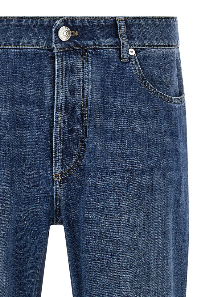 Brunello Cucinelli Logo Embroidery Jeans - Blue | 8ade1ec13541f129adc51fa98365b7e4e8233487