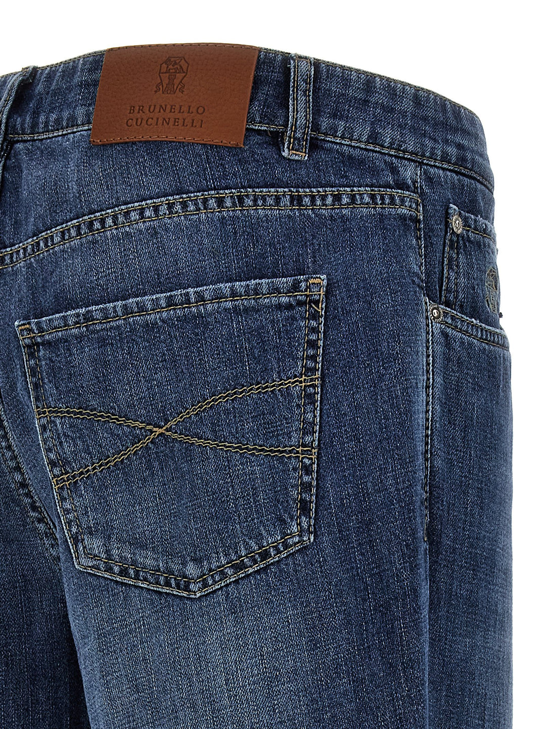 Brunello Cucinelli Logo Embroidery Jeans - Blue | e642939ee1e421c3de2d5d428be8ea2dfb40debf