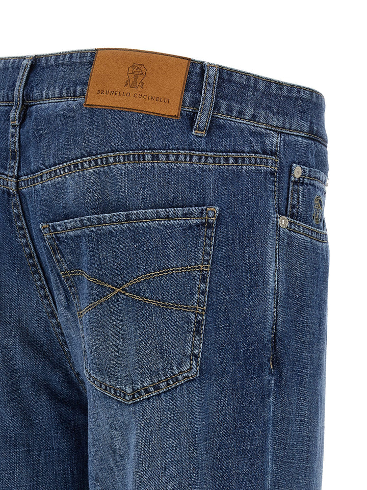 Brunello Cucinelli Logo Embroidery Jeans - Blue | c53952ca50632f3c669e84236613494967cad038