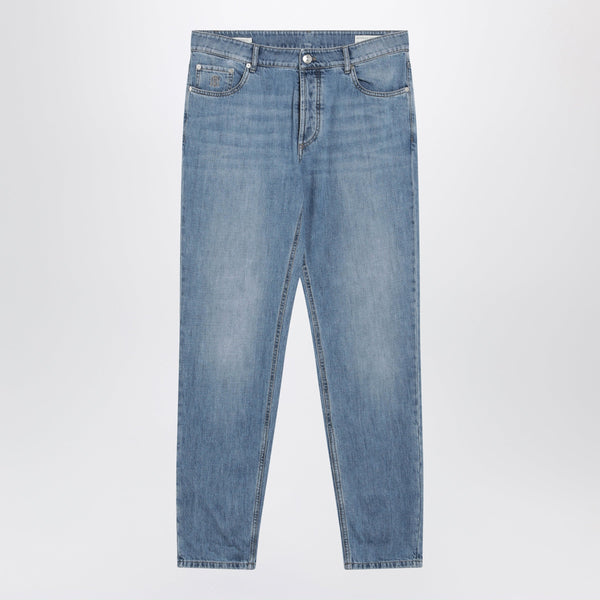 Traditional-Fit Five-Pocket Jeans In Light Blue Denim